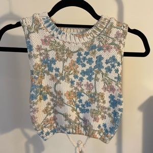 Cropped knit floral top